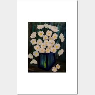 beautiful bouquet of daisy's flower's in a glass vase Posters and Art